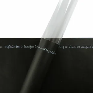 Elegant single stem flower packaging bag with transparent top and black printed bottom
