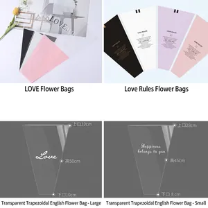 Sac d'Emballage de Bouquet de Fleurs en Plastique Imperméable Imprimé Love Romantique Cellophane Transparent