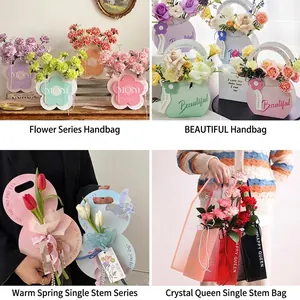 Flower Packaging Boxes Portable Paper Bags For Single Flower Bouquet Mother's Day Gift Wrapping Wedding Party Decoration