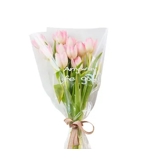 Premium transparent waterproof cellophane flower bouquet bag with English print design