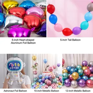 Metallic Chrome Latex Balloons Aluminum Foil Heart Astronaut Shape Balloon For Wedding Birthday Party Bouquet Decoration