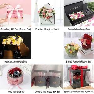 Koreanischer Blumen-Geschenkkarton Herzform Papp-Umschlagbox Jute-Kürbis-Bouquet-Verpackungsbox Für Valentinstag Hochzeit Party Geschenkverpackung