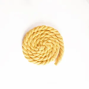 Yellow 3-strand twisted cotton rope coil for DIY handmade festive ornament decorations