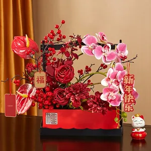 Composizione di fiori artificiali di orchidee e rose stampate in 3D per Capodanno
