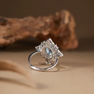 Detailed macro view of an s925 silver ring featuring vibrant multi-colored gemstones