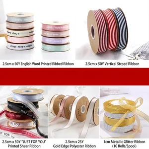 Grosgrain Ribbon For Flower Packaging Gift Wrapping Romantic English Letter Print Organza Ribbon For DIY Crafts Accessories
