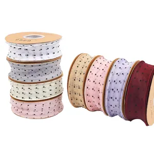 Cintas transparentes con lunares y bordes dorados para envolver regalos y decoración floral