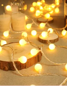 Warm white LED ball string lights for bedroom ambiance with a soft glowing effect