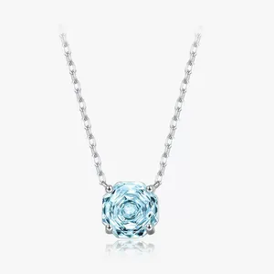 Elegant 925 sterling silver necklace featuring an octagonal light blue topaz gemstone.