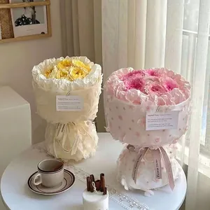 Elegant Korean style flower bouquet wrapping mesh gauze with star diamond pattern