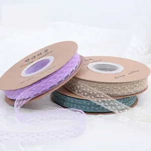 Set of three elegant dotted lace ribbon rolls for flower bouquet and DIY gift wrapping decor