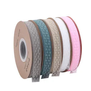 Five rolls of colorful lace ribbon for floral bouquet packaging and gift wrapping DIY crafts