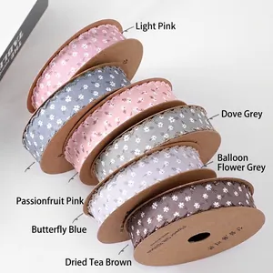 Assorted floral lace edge fabric ribbons for gift wrapping, DIY crafts, and cake decoration