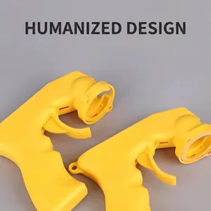 Yellow ergonomic aerosol spray can trigger handle for painting and floral art projects