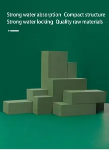 Close-up of stacked green floral foam blocks for professional flower arrangement