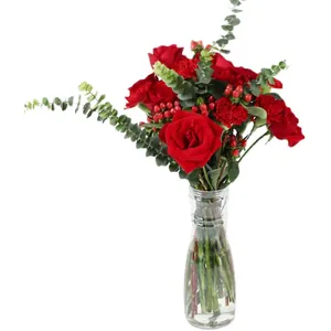 Simple transparent flower bouquet inner base vase for floral arrangement and support holder.