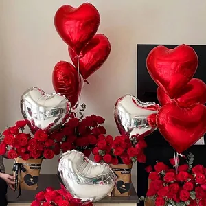 Heart Shaped Foil Balloons Metallic Love Heart Balloons For Wedding Valentine Birthday Party Decoration Anniversary Party Supplies