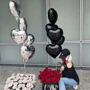 Romantic heart-shaped foil balloons with rose gift box for wedding or birthday decor