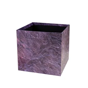 Square purple marble pattern flower gift box featuring elegant embossed English text design