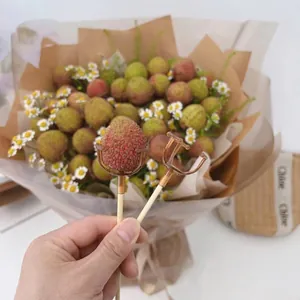 Manual DIY fruit bouquet holder sticks for lychee and snack floral arrangement packaging