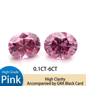 Moissanite Rose Pêche Taille Ovale VVS Clarté Pierre Gemme En Vrac Pour Fabrication De Bijoux Bague GRA Certifiée Diamant Synthétique