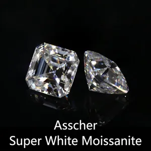 Asscher Cut Moissanite Loose Stone D Color VVS1 Clarity GRA Certified Lab Grown Diamond For Ring Earring Jewelry Making