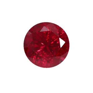 Rubis de synthèse rouge sang de pigeon taille brillant rond pour bijoux.