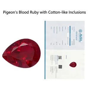 Pigeon Blood Red Lab-Grown Ruby Loose Gemstone Pear Teardrop Shape Faceted Synthetic Ruby For Jewelry Making Setting