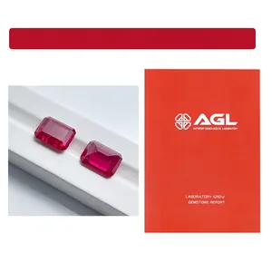 Emerald Cut Lab Grown Ruby Loose Gemstone With Silk Inclusions Synthetic Red Ruby For Jewelry Making Professional Cutting