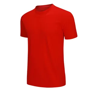 Macro detail of red quick-dry sports t-shirt showing breathable fabric texture