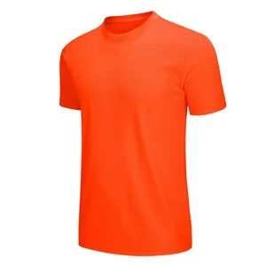 Detail view of orange quick-dry sports t-shirt showing breathable mesh texture