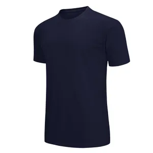 Detail shot of navy blue quick-dry athletic t-shirt featuring fine mesh texture