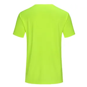 Back view of a lime green quick-drying sports t-shirt for running and fitness training.