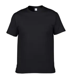 Hoogwaardig 150g effen zwart T-shirt van puur katoen met een ronde hals voor volwassenen