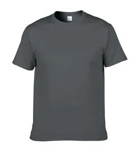 Klassiek antracietgrijs katoenen T-shirt met ronde hals en korte mouwen voor uniseks