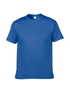Casual 150g puur katoenen uniseks T-shirt met ronde hals in effen blauw