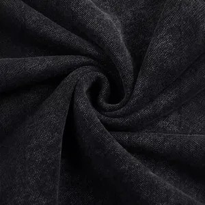 High-quality texture of 360G washed black loopback fabric for men's leisure pants