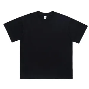 Classic black 300g heavy cotton unisex t-shirt with crew neck and loose fit style