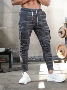 Men's slim-fit camouflage joggers with multi-pockets for gym and casual wear