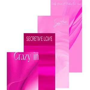 Romantic pink flower bouquet wrapping paper with elegant wave patterns and sweet love quotes.