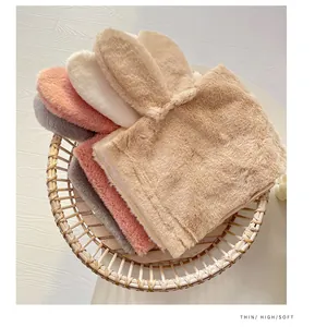Detailed view of colorful plush rabbit ear fabric wraps for DIY flower bouquets.