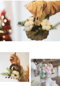 Selection of natural cotton flower decorations for festive bouquets and wreaths