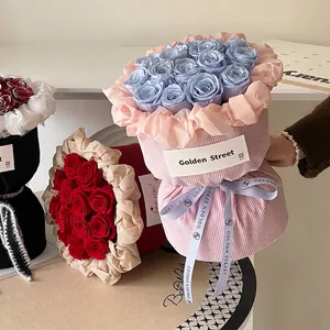 Elegant striped velvet flower wrapping fabric for professional Valentine's Day bouquets