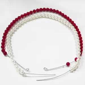 Flexible moldable pearl bead chains for bouquet decoration and DIY floral packaging accessories