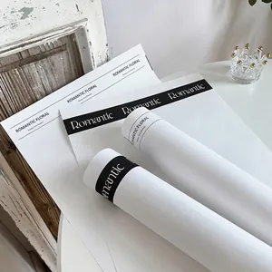 Minimalist White Kraft Flower Wrapping Paper Ins Style Romantic Floral Letter Print Gift Wrap For Florist Bouquet Supplies