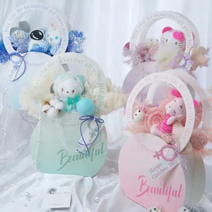 Cajas de regalo decorativas con forma de bolso para arreglos florales y regalos DIY.