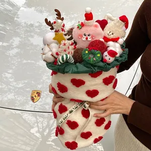 Emballage de bouquet de poupées en peluche avec cœurs rouges pour la Saint-Valentin
