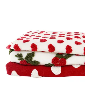 Tissu polaire fraise en laine d'agneau pour emballage de bouquet de la Saint-Valentin