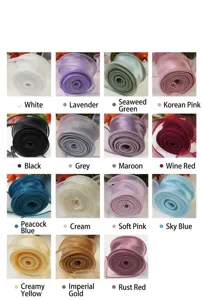 Color swatch selection of translucent fishtail organza ribbons for gift wrapping