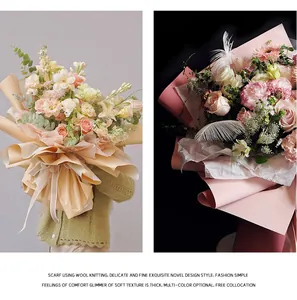 Detailansicht von zweifarbigem wasserfestem Blumenpapier für elegante Sträuße.